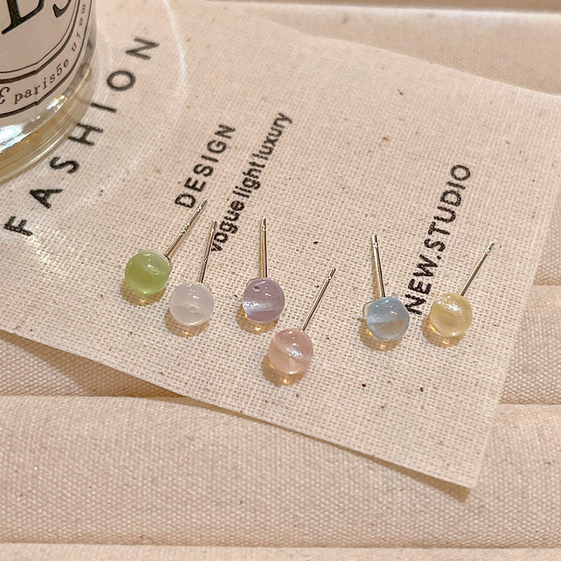 Series Simple Small Ice Transparent Bean-shaped Earrings