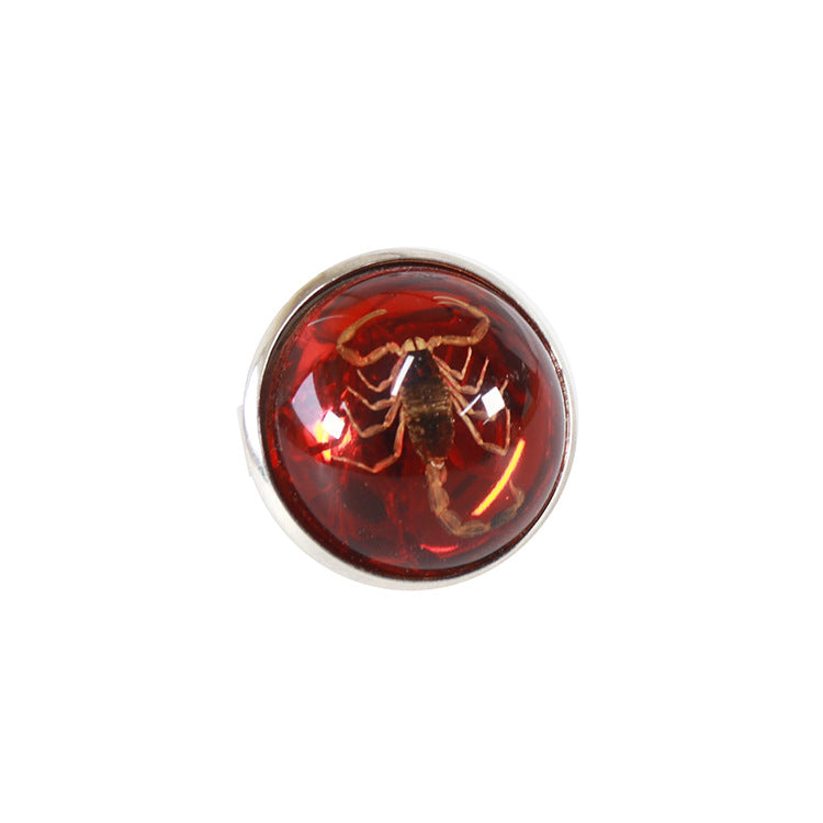 Scorpion Amber Color Rounding Bottom Fashion Rings