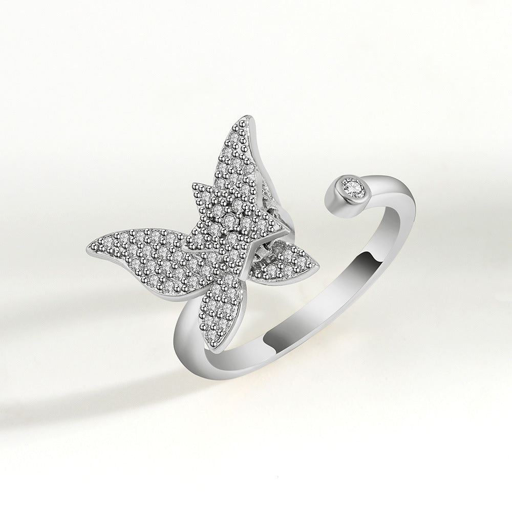 Rotatable Butterfly Female Cold Wind Niche Opening Ring