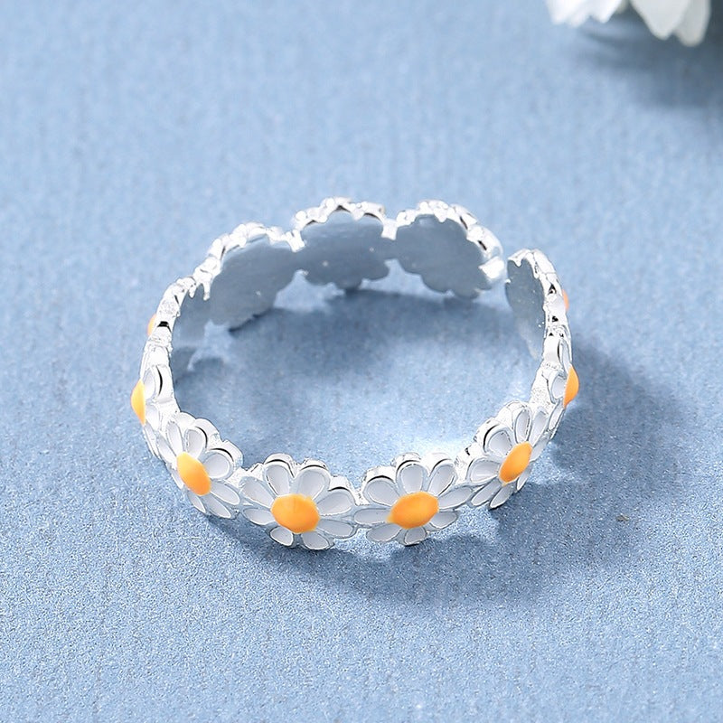 Women's Little Daisy Mori Style Summer White Flower Epoxy Korean Simple Rings