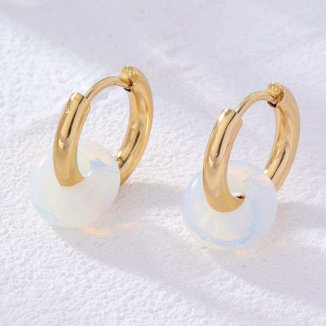 Donut Natural Stone French Style Temperament Earrings