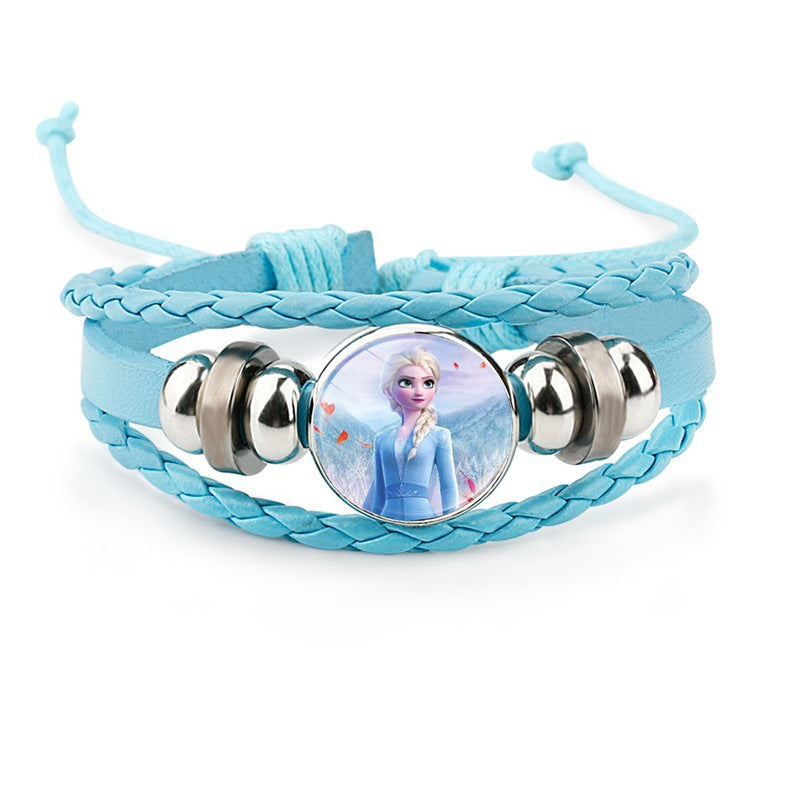 Children's Elsa Hours Cartoon Light Gem Handmade Bracelets