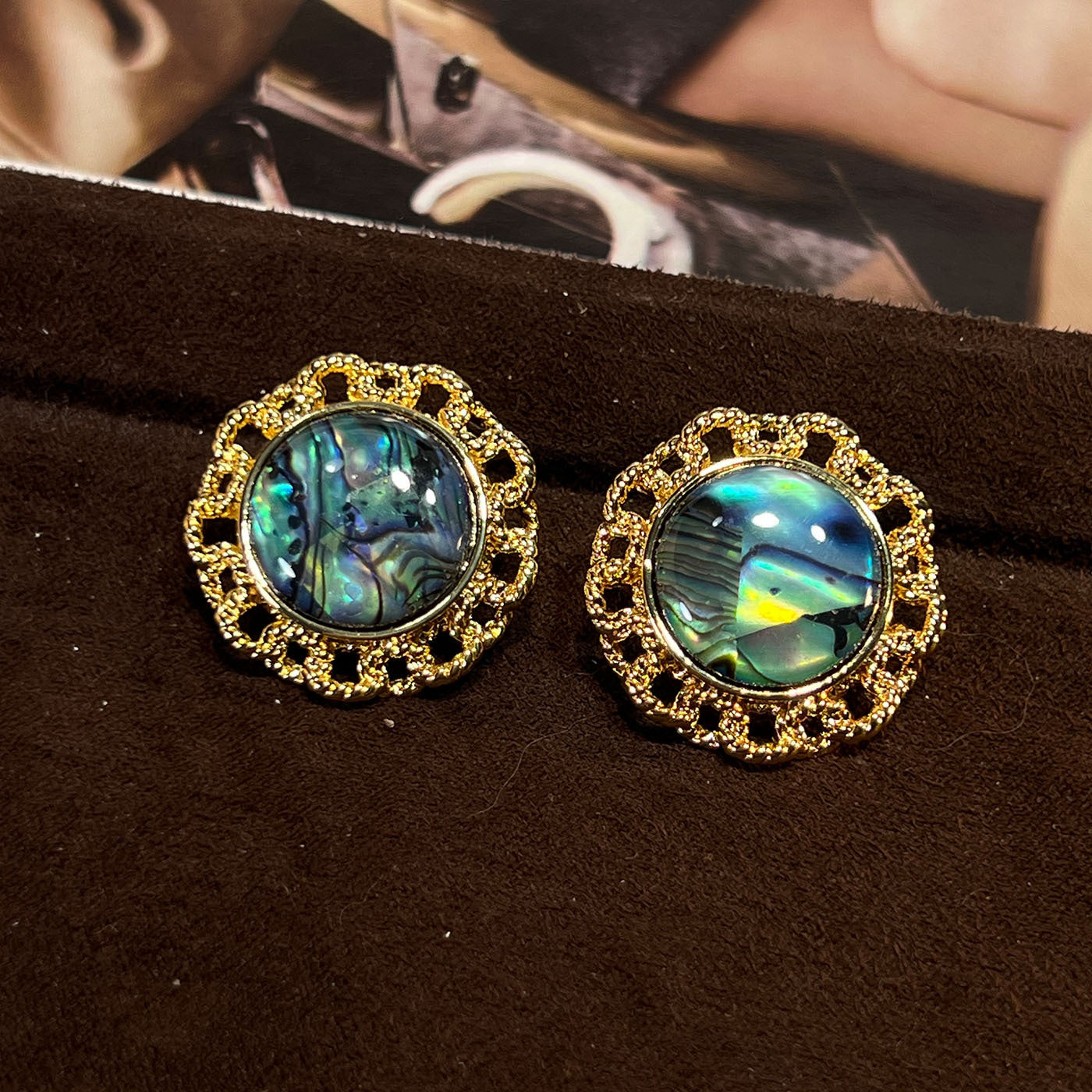Women's Abalone Shell Series Gold Plated Environmental Protection Fashion French High-grade Earrings