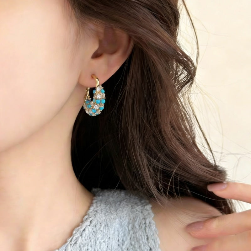 Grain Of Rice Blue Pine Clip High-grade Light Luxury Ear Buckle