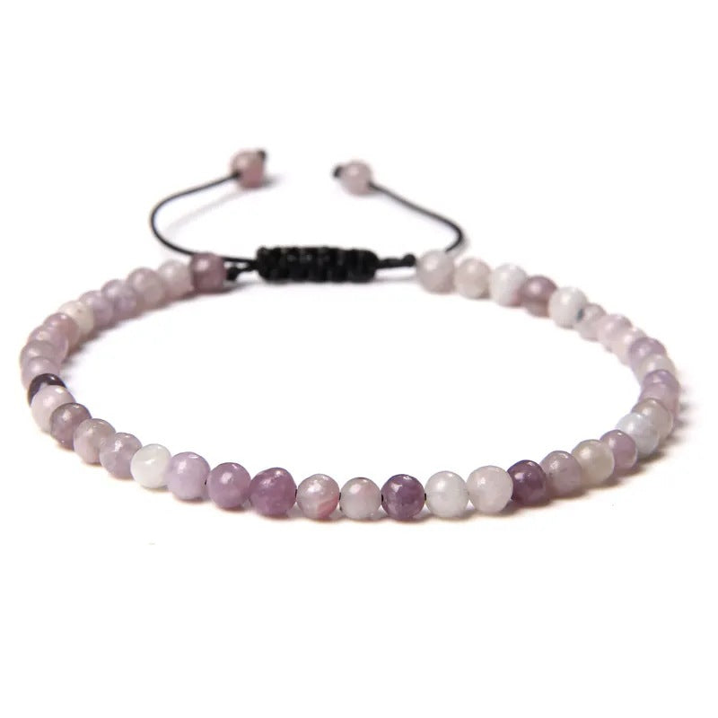 Agate Stone Braided Adjustable Gemstone Beads Bracelet