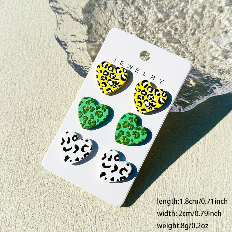 Women's Valentine's Day Denim Love Paint Printing Clay Quality Earrings