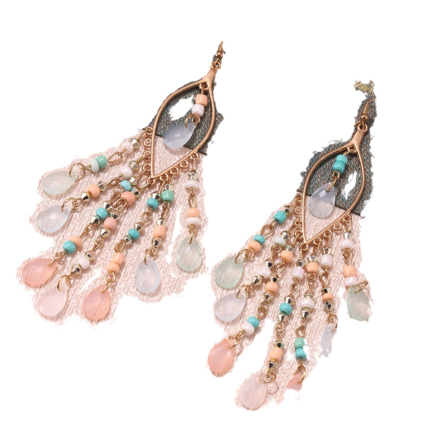 Women's Chinese Style Ethnic Personalized Minority Water Drop Crystal Tassel Earrings