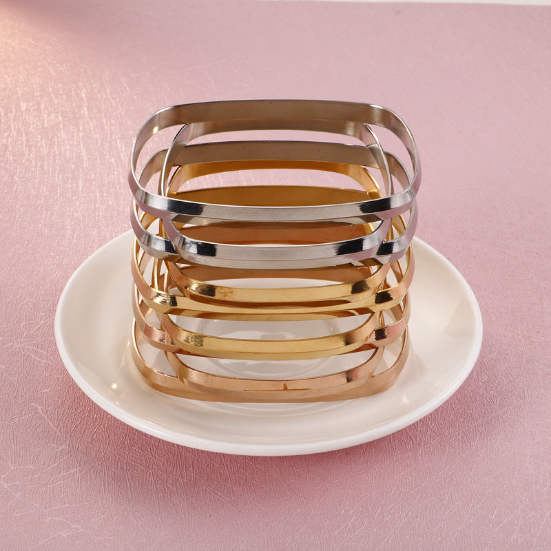 Women's Fashion Titanium Steel Small Square Gold Bracelets