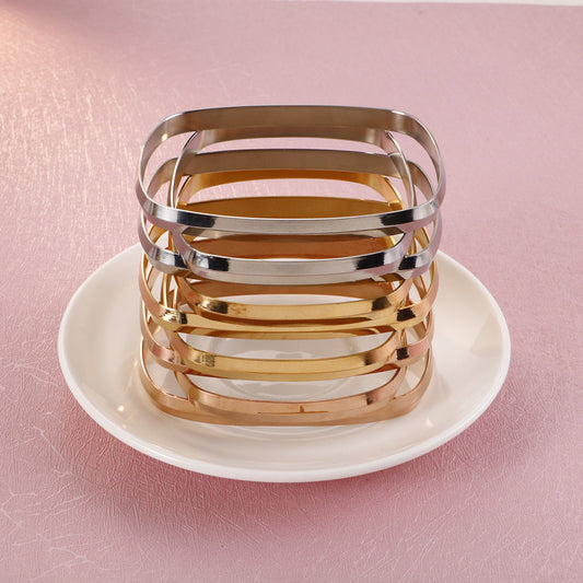 Women's Fashion Titanium Steel Small Square Gold Bracelets