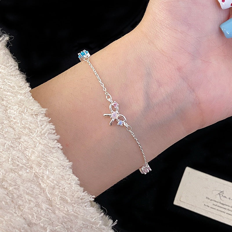 Pink Zircon Cake Bow Five-pointed Star Female Fresh Sweet Exquisite Bracelet
