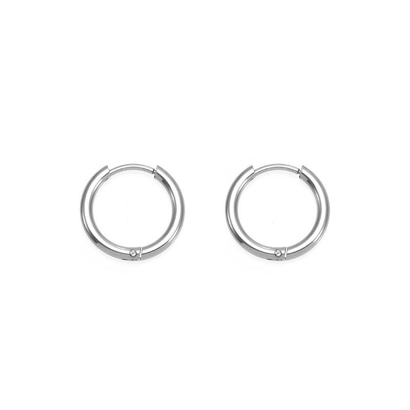 Personality Boys Stainless Steel Finishing Polish Titanium Neutral Ear Clip Earrings