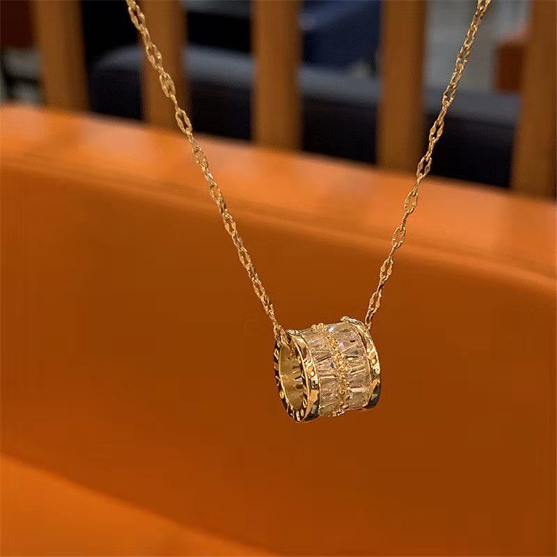 Women's Titanium Steel Refined Zircon Small Waist Necklace