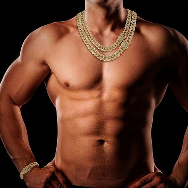 Men's Cool Hip Hop With Diamond Chain Cuban Link Necklace