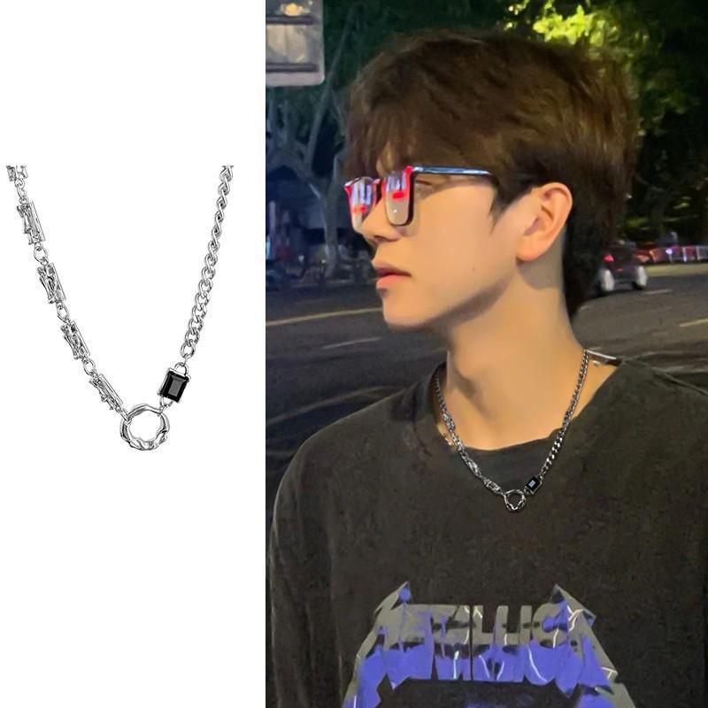 Women's & Men's Niche Design Titanium Steel Geometric Stitching For Hip Necklaces