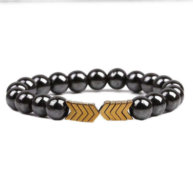 Men's Couple Magnetic Hematite Colorful Yellow Arrow Beaded Bracelet