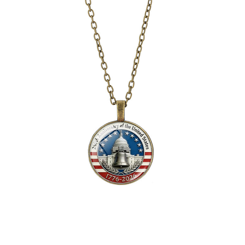 Popular Weekly Commemorative Liberty Bell National Flag Totem Necklaces