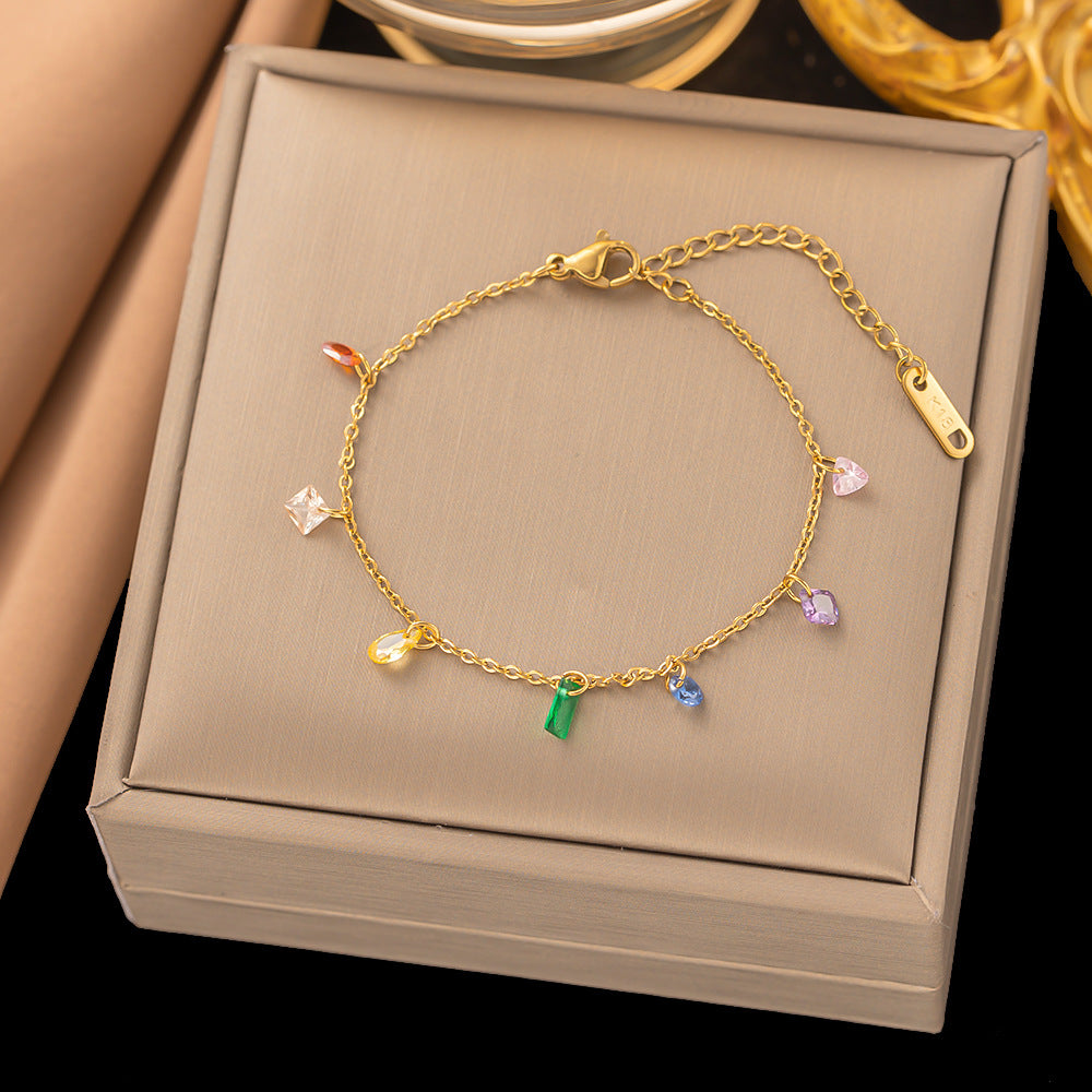 Korean Style Summer Rainbow Colorful Crystals Necklaces