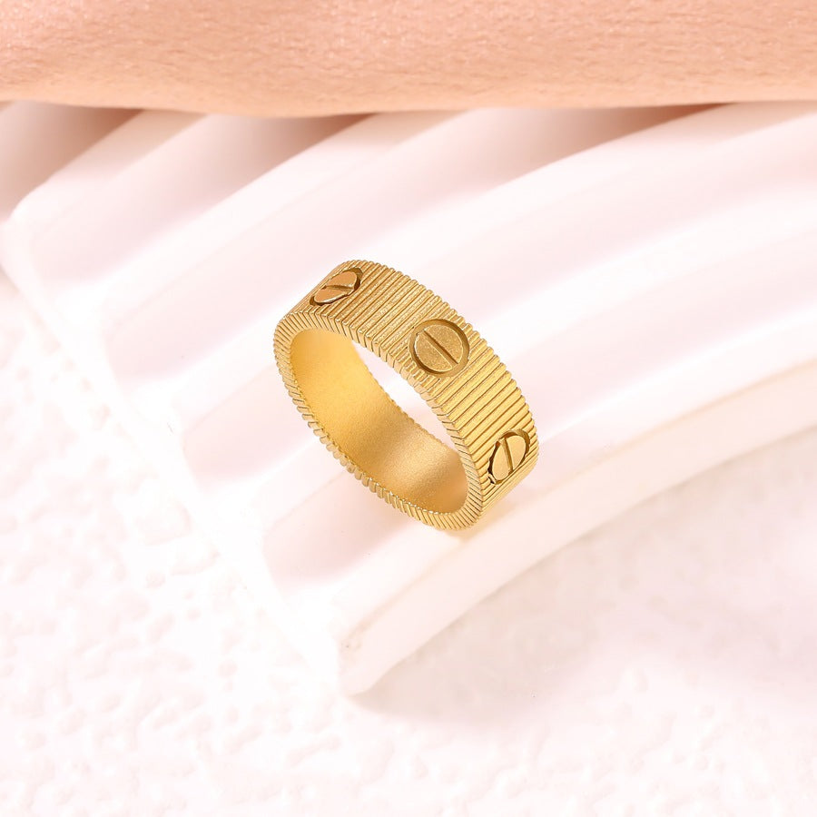 Women's & Men's Screw For Couple Simple Gear Pattern Stainless Rings