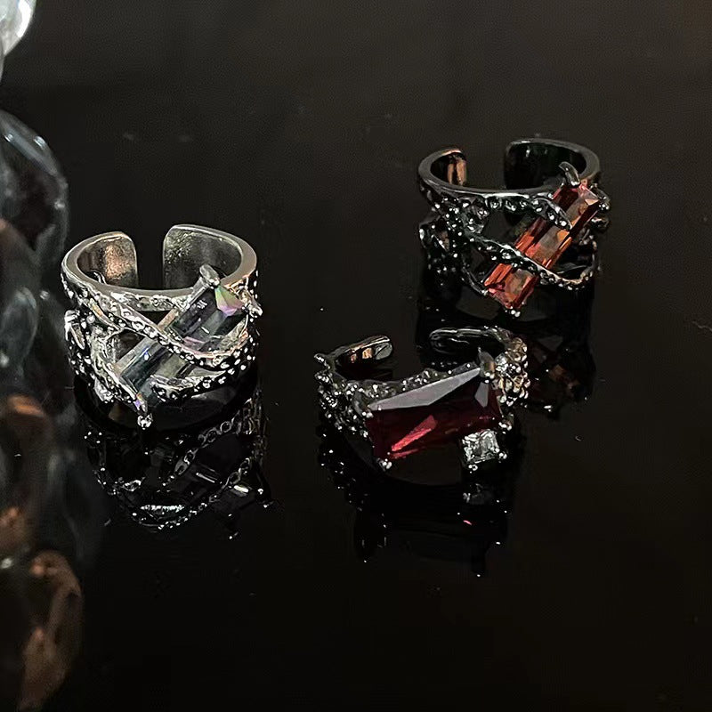 Female Dark Zircon Light Luxury Minority Design High Rings