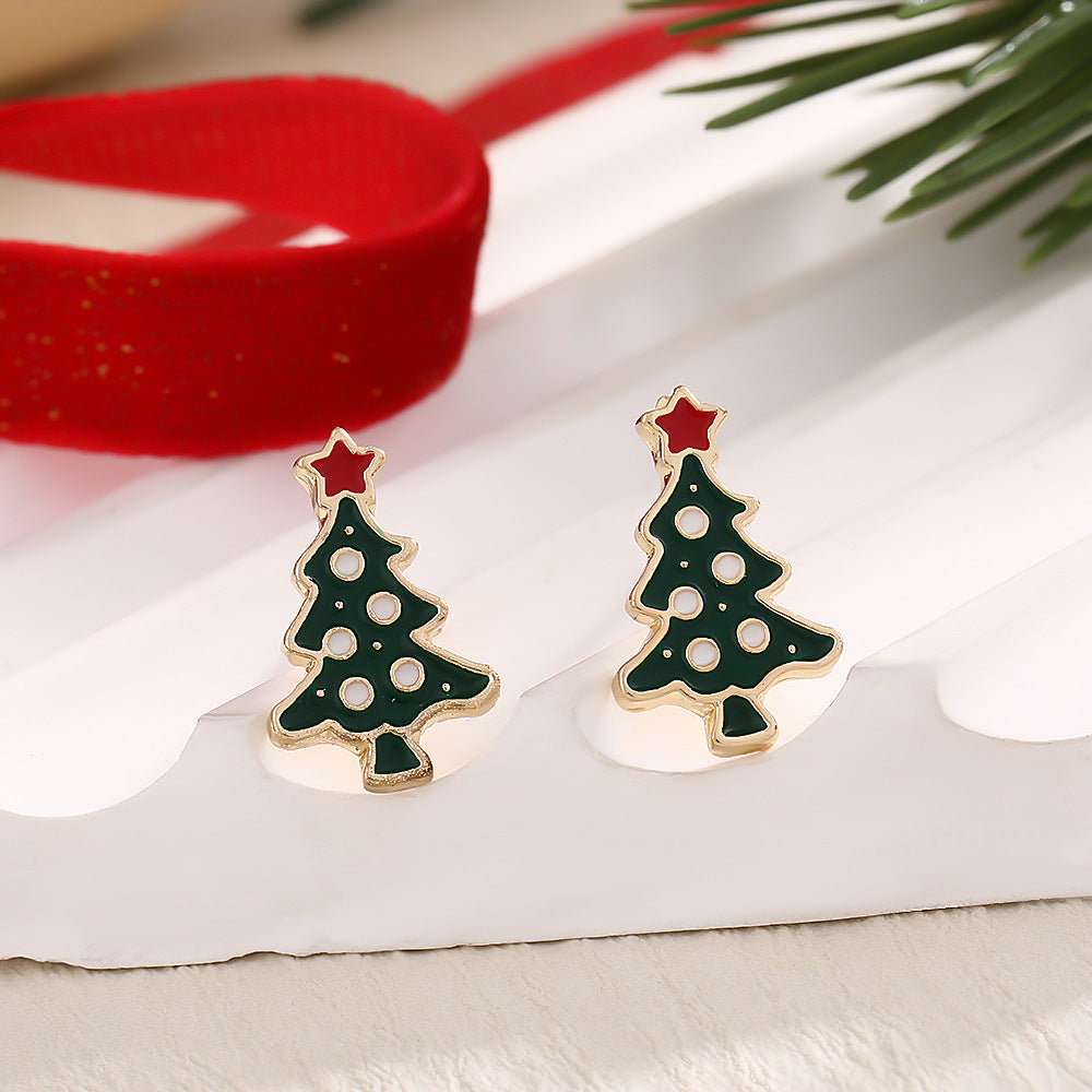 Fashion Elk Tree Snowflake Rhinestone Personalized Stud Earrings