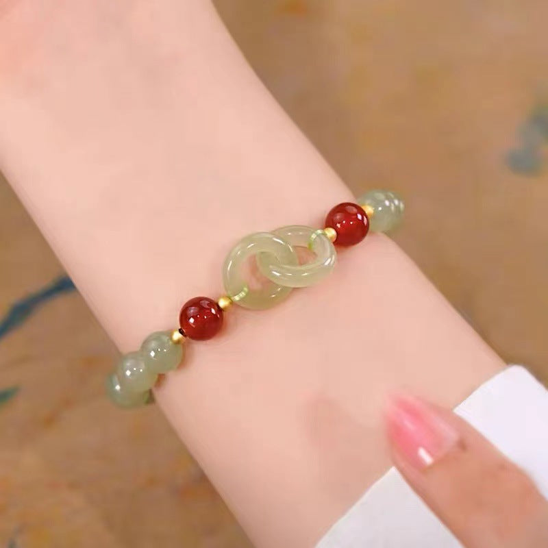 Women's Interlocking Jade Heart Design Retro Clear Bracelets