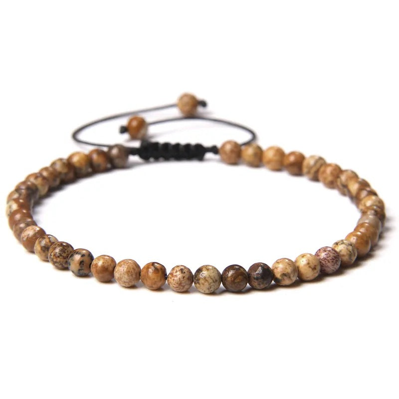 Agate Stone Braided Adjustable Gemstone Beads Bracelet