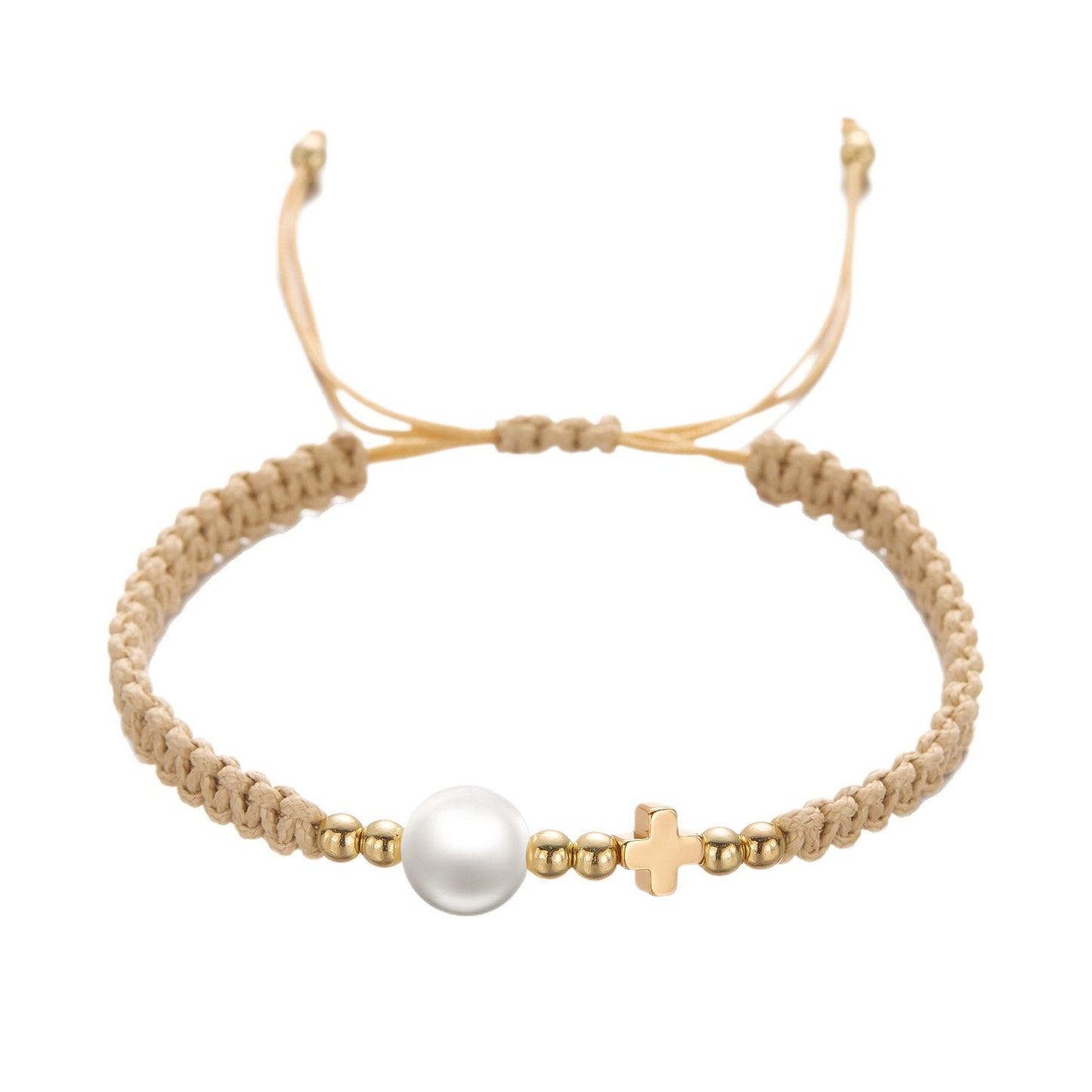 Pearl Woven Hand Strap Gentle Color Adjustable Wax Rope Chain Bracelets