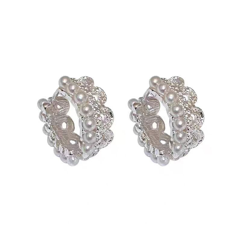 Women's French Pearl High-grade Light Luxury Clips Elegant Earrings