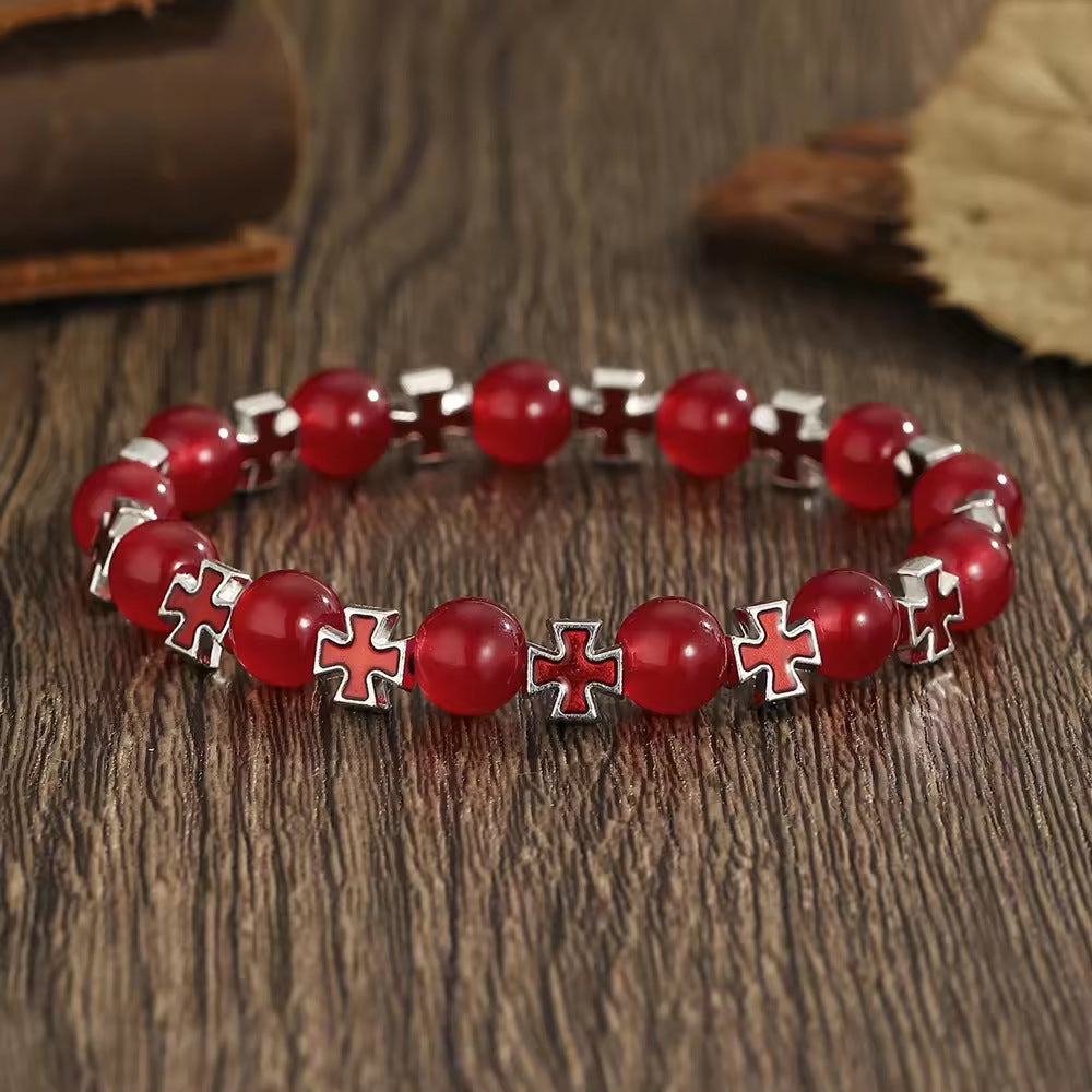 Cross Beaded Black White Color Matching Bracelet