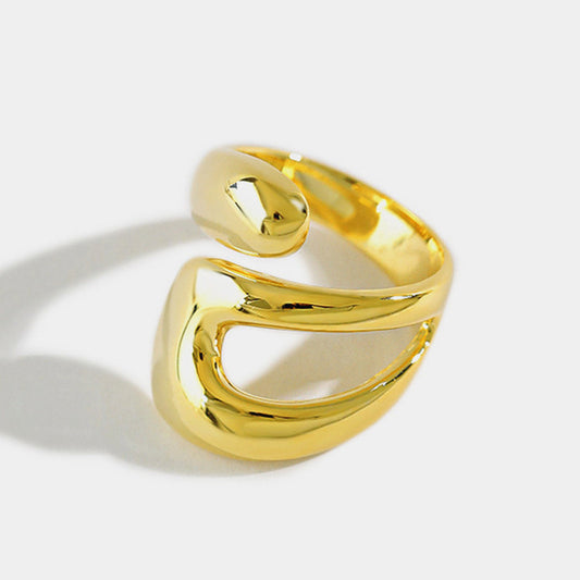 Women's Korean Style Design Glossy Cross Irregular Drop-shaped Geometric Hollow Rings