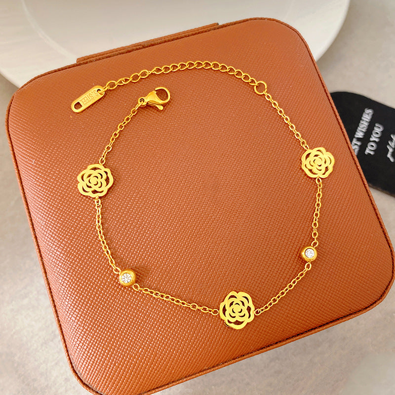 Light Luxury Micro Inlaid Zircon Woven Wire Mesh Fashion Temperament Bracelet
