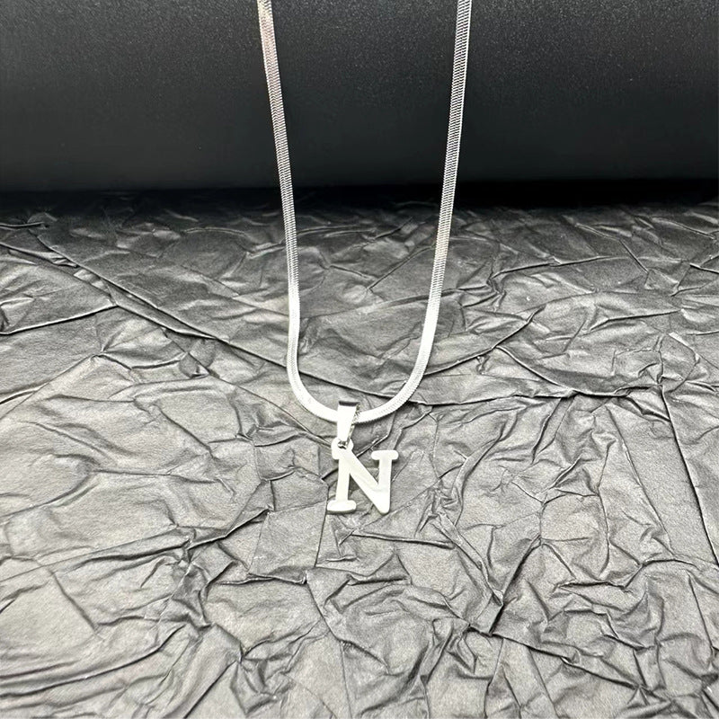 Letter Blade Chain Stainless Steel Material Necklaces