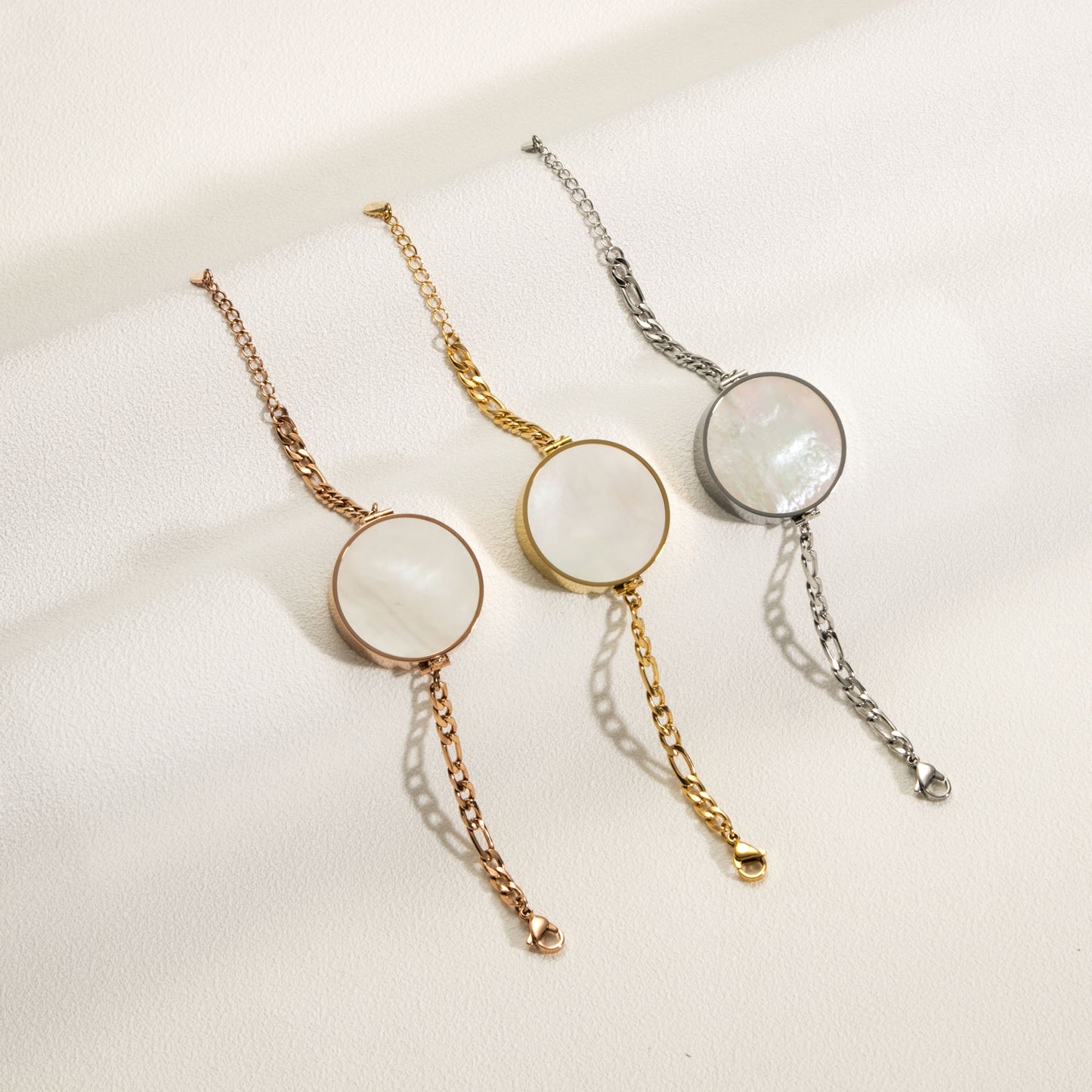 Women's Lip Balm Storage Pill Stainless Steel White Shell Titanium Bracelet