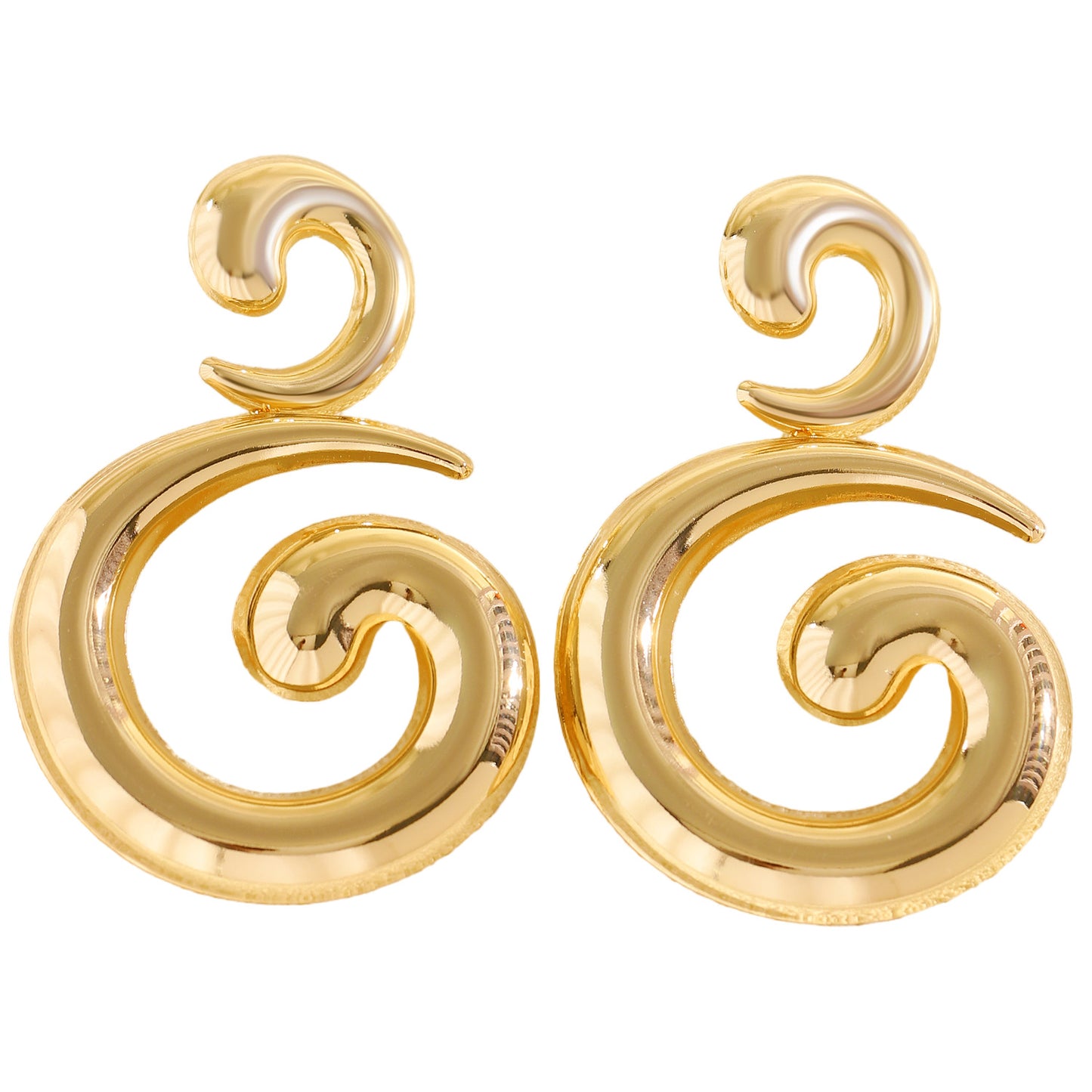 Women's Exaggerated Gold Spiral Retro Geometric Hollow Water Drops Personalized Stud Earrings
