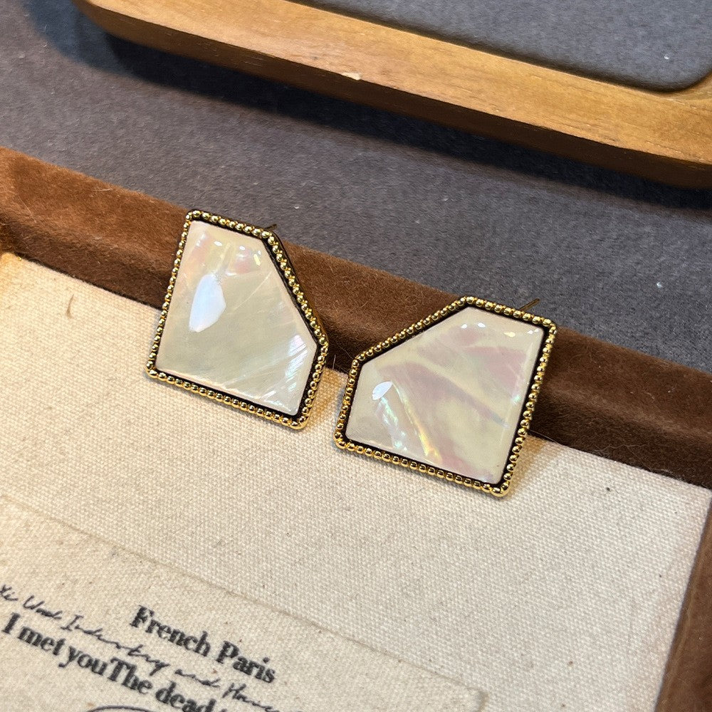Women's Abalone Shell Series Gold Plated Environmental Protection Fashion French High-grade Earrings