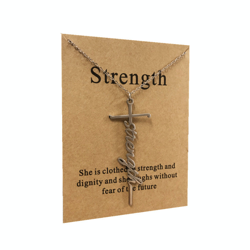 Stainless Steel Titanium Faith Power Letter Necklace