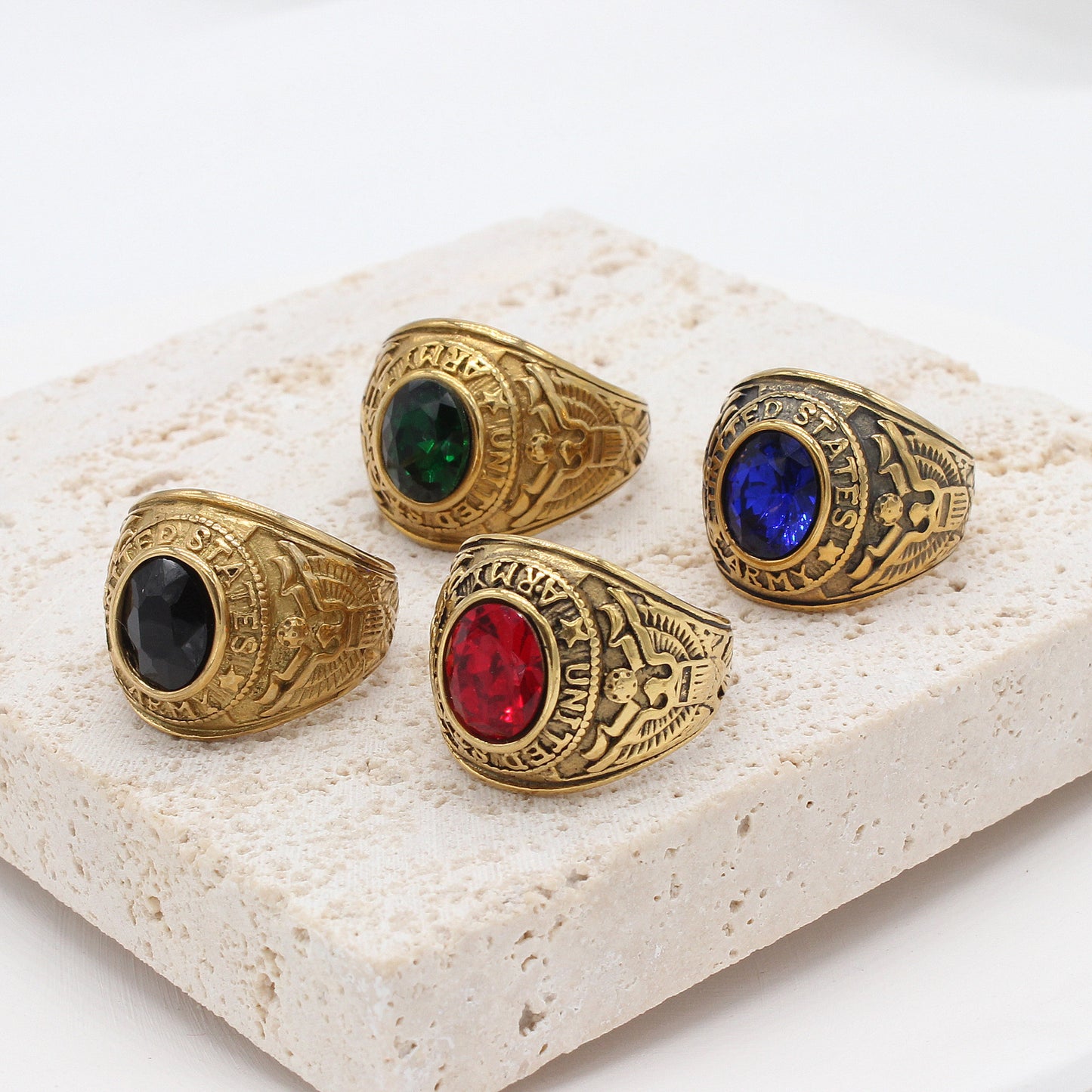 Men's Personality Retro Army Gem For Ring