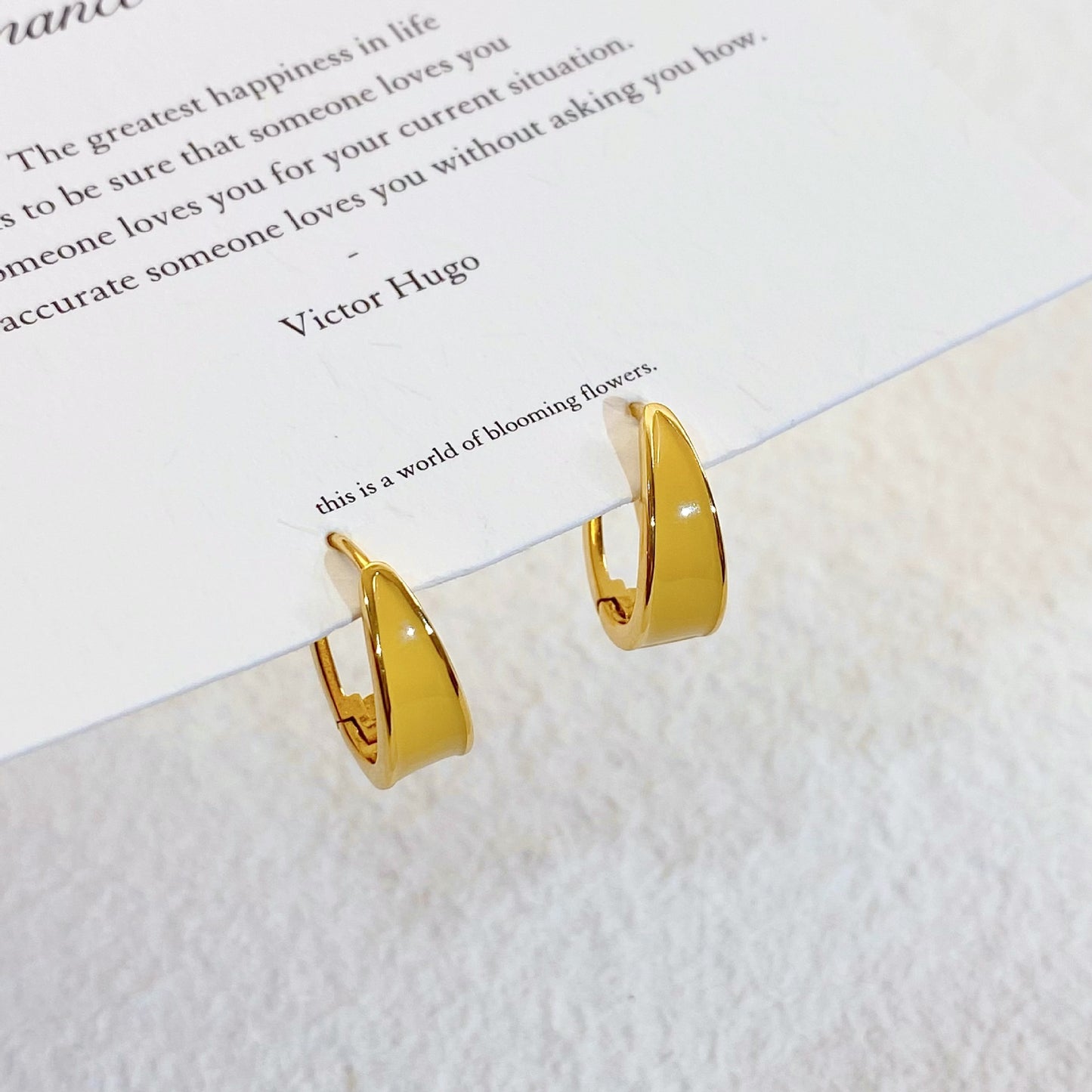 Plated Real Gold Ginger Flower Enamel Drip Glazed Female Sweet Earrings
