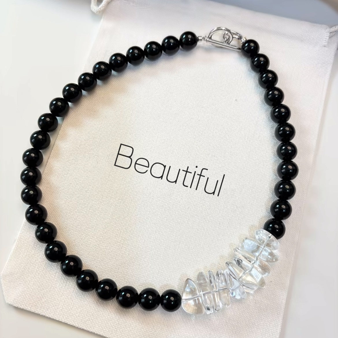 Black Agate Beaded Light Luxury Simplicity Personality Natural Stone Clavicle Necklaces