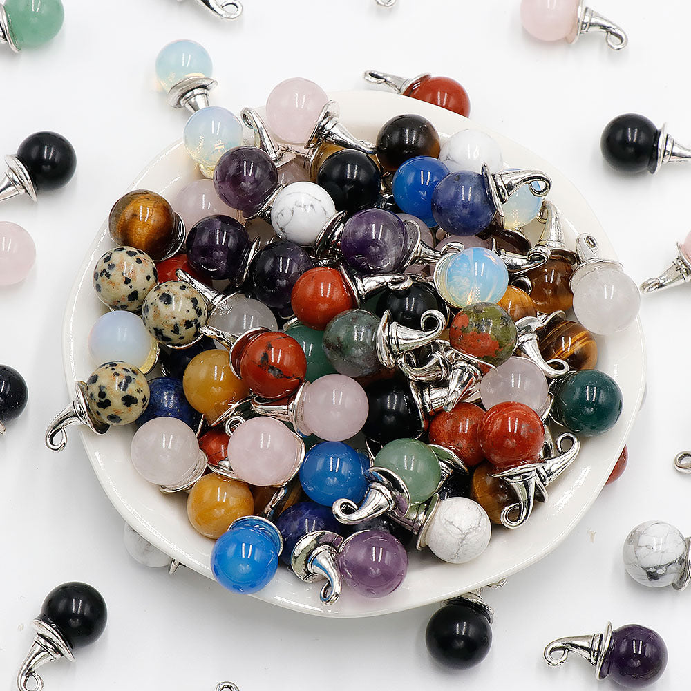 Natural Crystal Agate Magic Christmas Hat Pendants