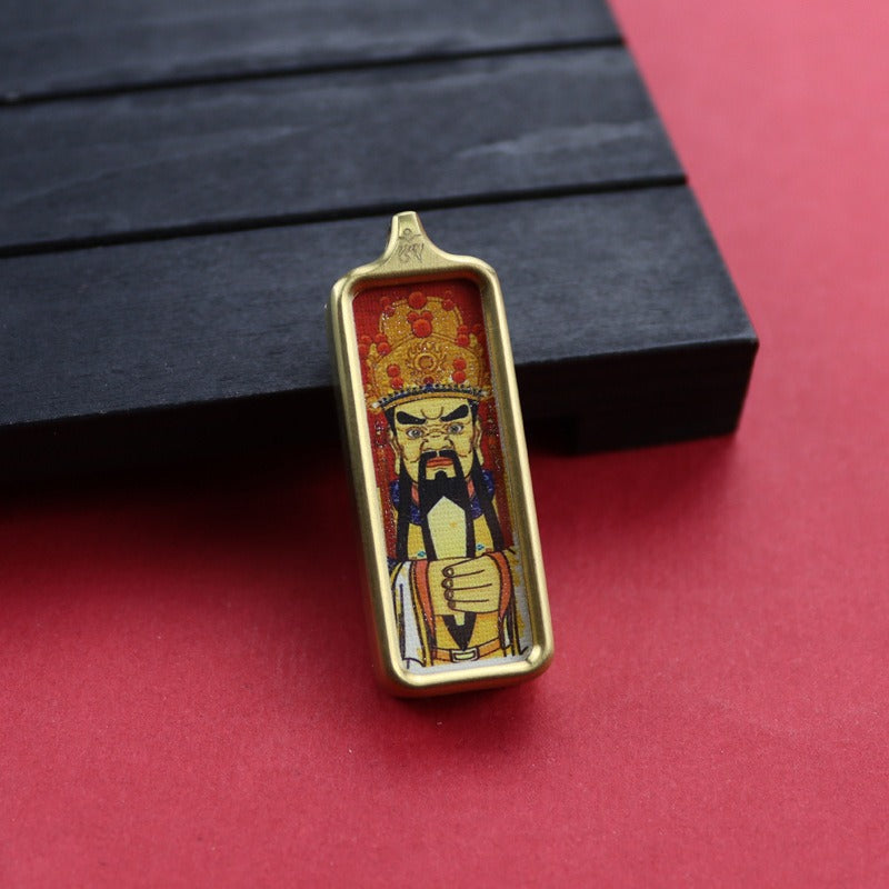 Tibetan Square Hand Painted Golden Outline Eight Patron Pendants