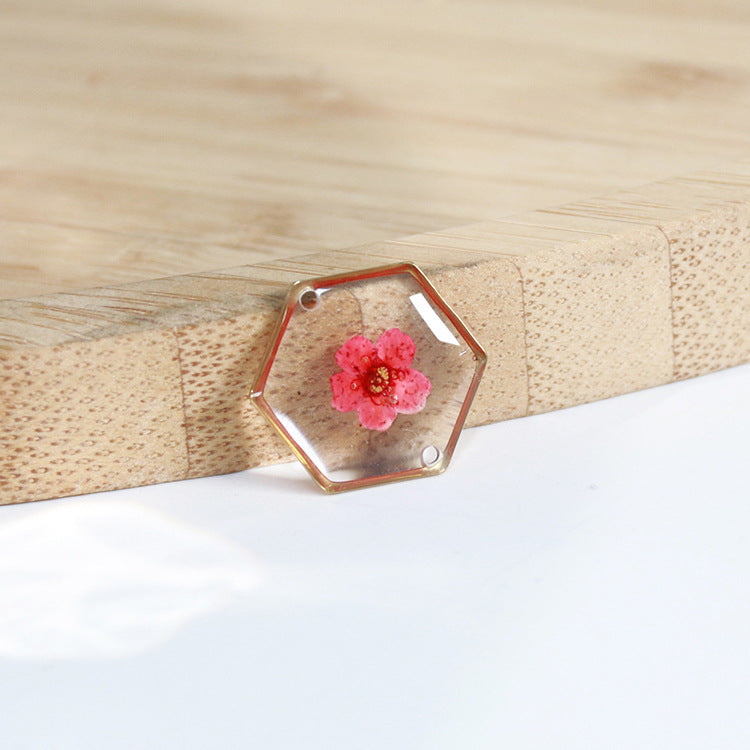 Hexagonal Dried Flower Gold Sier Colored Flowers Bracelets