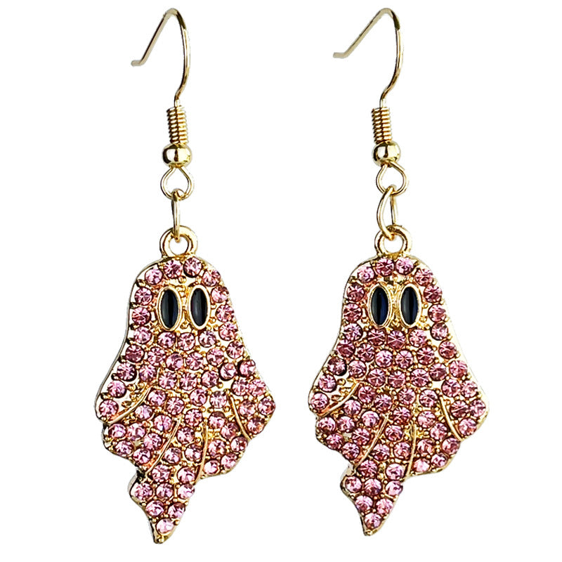 Pumpkin Ghost Delicate Diamond Multicolor Rhinestone Earrings