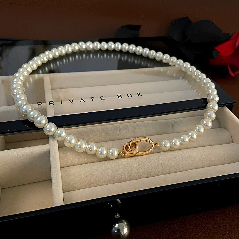 Pearl Short Design Rhinestone Collar Temperament Necklaces