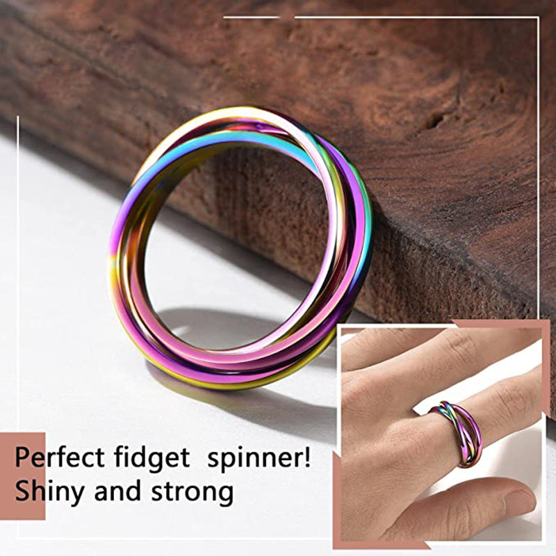 Stainless Steel Trinity Titanium Rotating Creative Rings