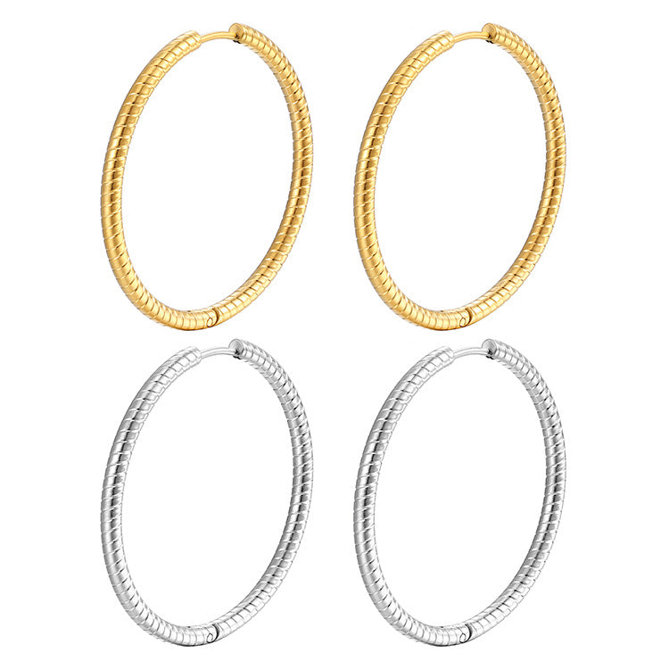 Women's Fashionable Exaggerated Round Stainless Steel Clip Trendy Fashion High-grade Rings