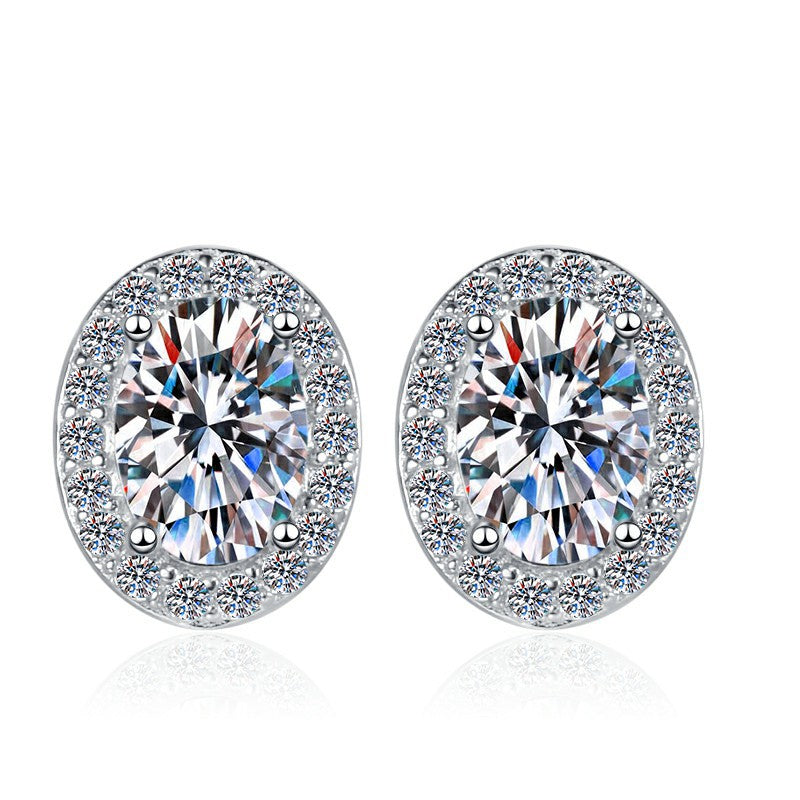 Sterling Sier Denier Big Diamond Moissanite Earrings