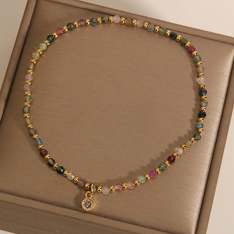Flash High Sense Natural Tourmaline Female Design Girlfriends Personality Ankle Anklets