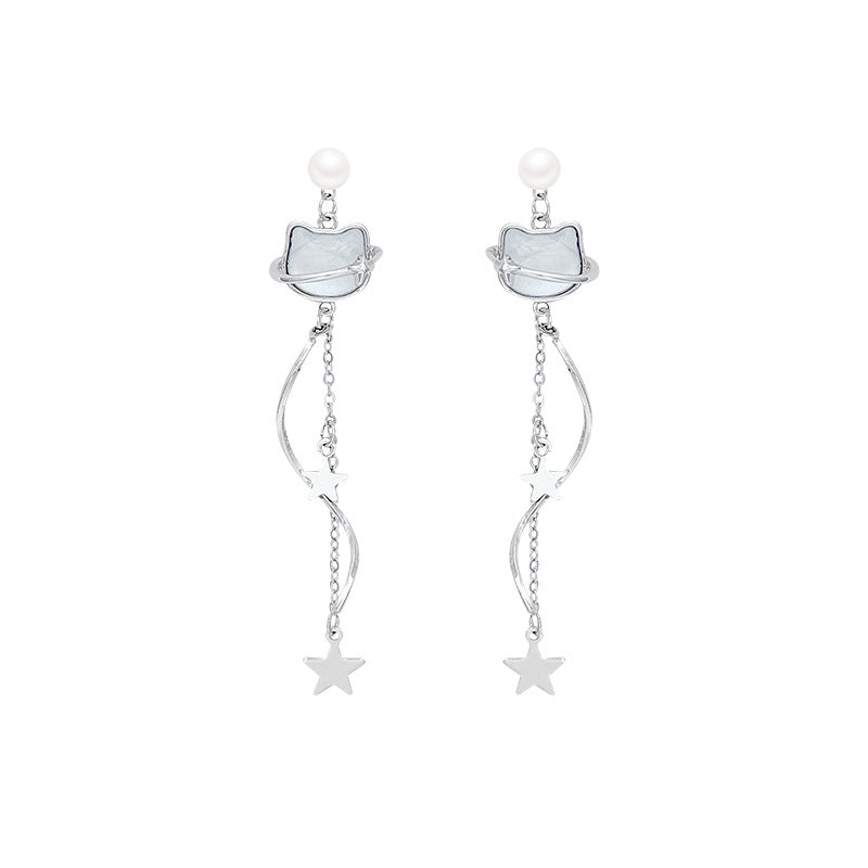 Women's Cool Hot Cat Star Tassel High Earrings