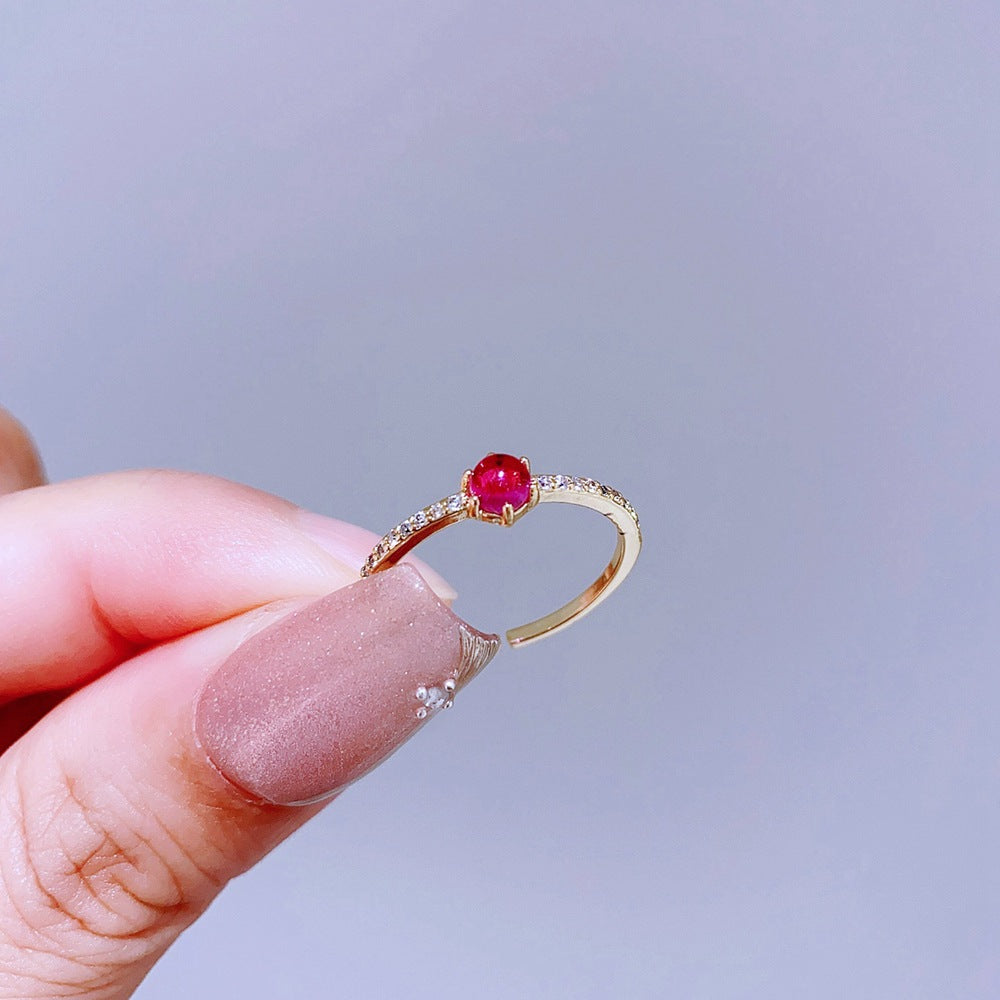 Light Luxury Minority Design Colorful Gemstone Rings